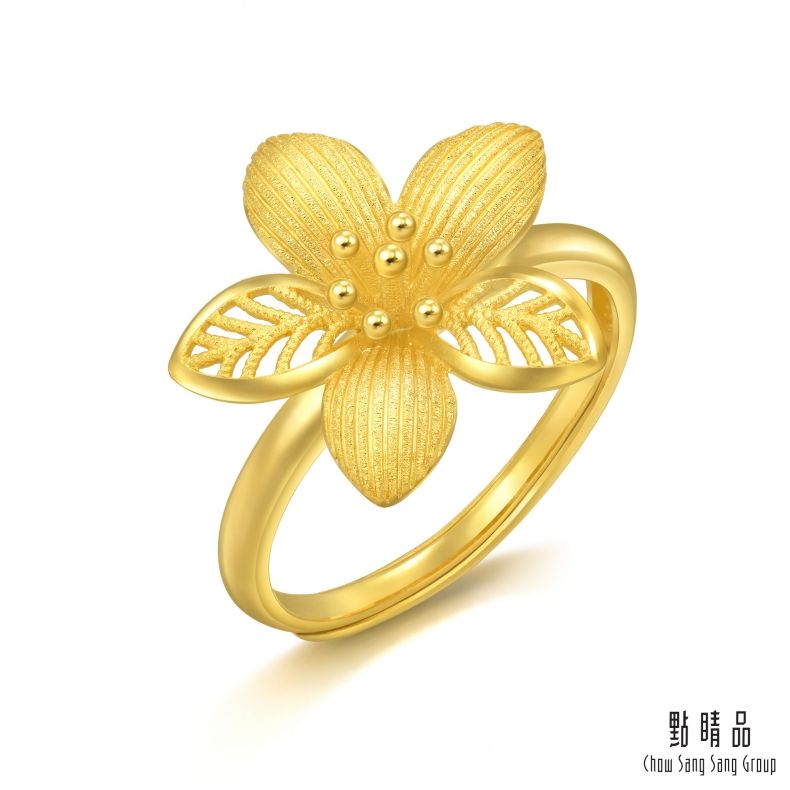 點睛品 桃花 婚嫁黃金戒指_計價黃金
