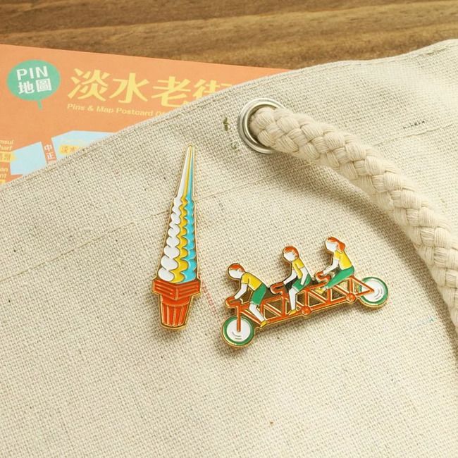 MIIN PIN地圖/ 淡水/ 徽章與明信片組