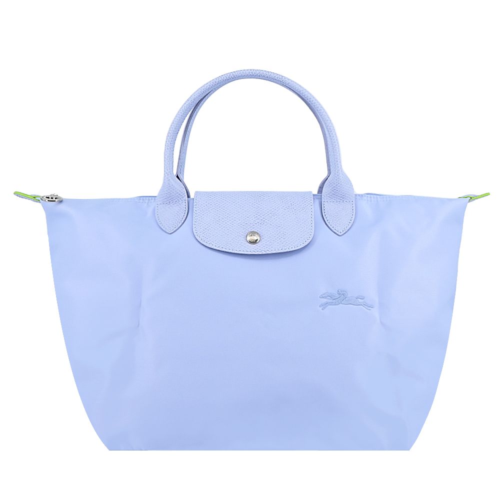 LONGCHAMP LE PLIAGE GREEN系列刺繡短把再生尼龍摺疊水餃包(中/多色選)/平行輸入/ 天澄