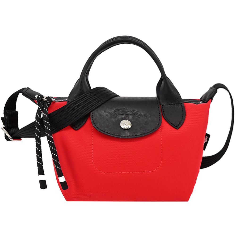 LONGCHAMP LE PLIAGE ENERGY系列再生尼龍短把手提/斜背兩用包(迷你/多色選)/平行輸入/ 芙蓉紅