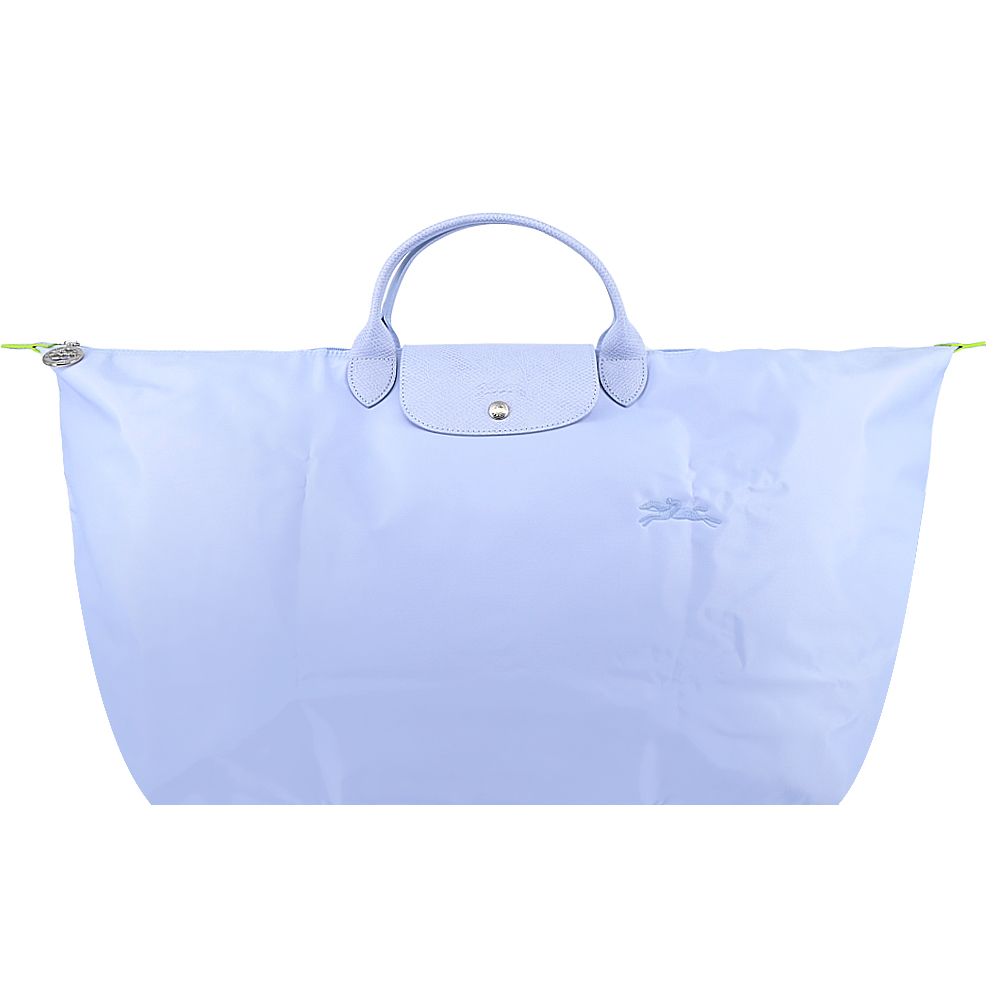 LONGCHAMP LE PLIAGE GREEN系列刺繡短把再生尼龍摺疊旅行袋(中/多色選)/平行輸入/ 天澄