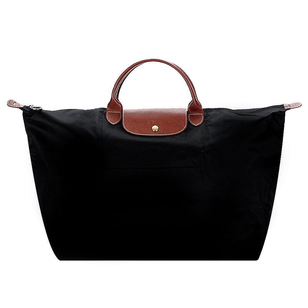 LONGCHAMP LE PLIAGE系列短把再生尼龍摺疊水餃旅行袋(小/多色選)/平行輸入/ 黑