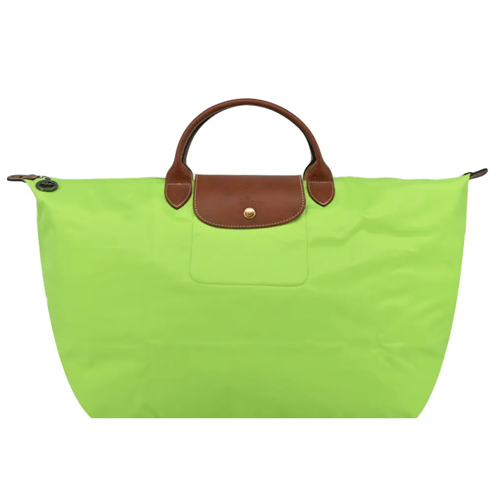 LONGCHAMP LE PLIAGE系列短把再生尼龍摺疊水餃旅行袋(小/多色選)/平行輸入/ 亮綠