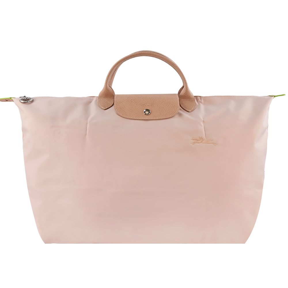 LONGCHAMP LE PLIAGE GREEN系列刺繡短把再生尼龍摺疊旅行袋(小/多色選)/平行輸入/ 花粉