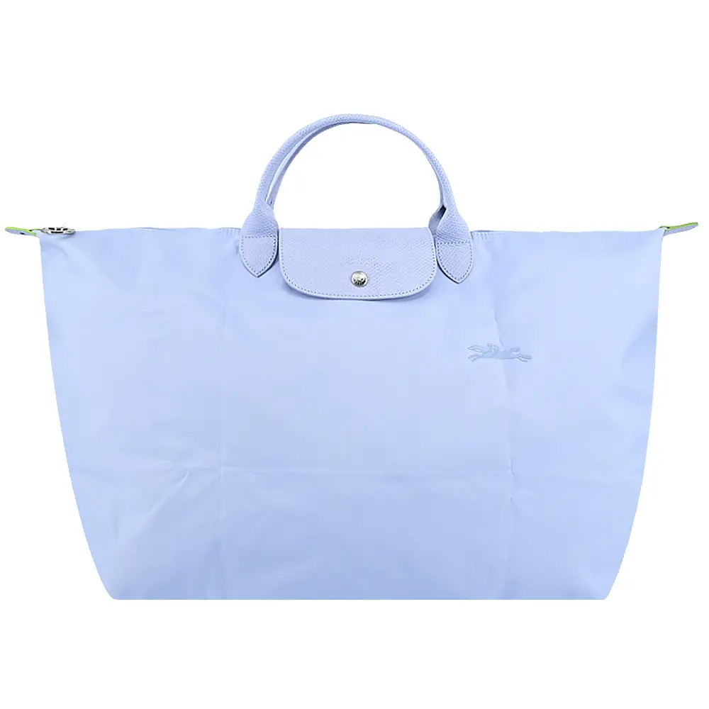 LONGCHAMP LE PLIAGE GREEN系列刺繡短把再生尼龍摺疊旅行袋(小/多色選)/平行輸入/ 天澄