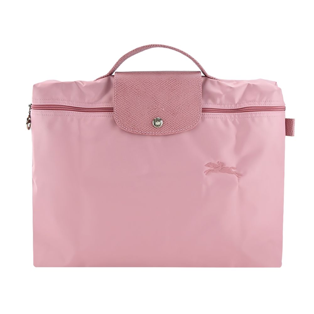 LONGCHAMP LE PLIAGE GREEN系列刺繡再生尼龍摺疊公事包(小/多色選)/平行輸入/ 花瓣粉