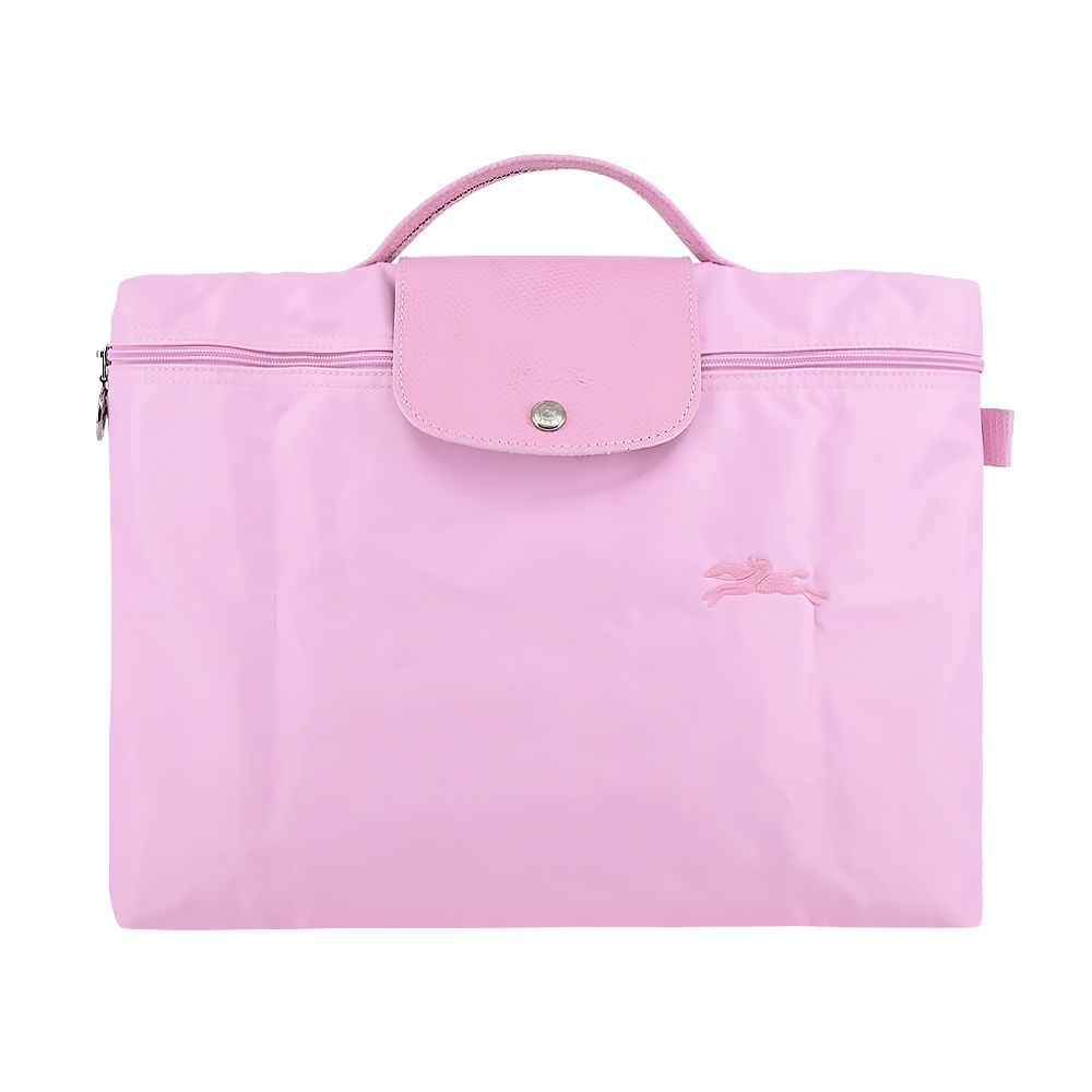LONGCHAMP LE PLIAGE GREEN系列刺繡再生尼龍摺疊公事包(小/多色選)/平行輸入/ 粉紅
