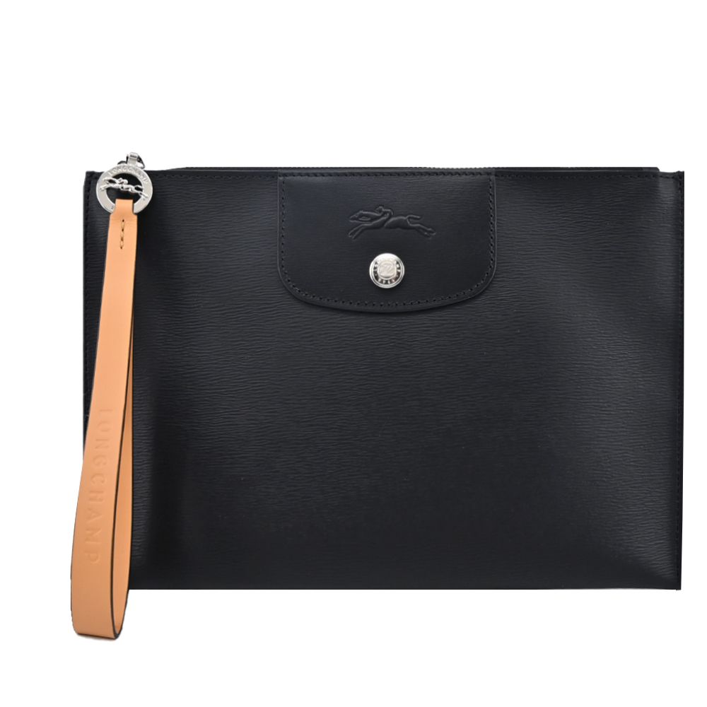 LONGCHAMP LE PLIAGE CITY系列PVC帆布手拿包(多色選)/平行輸入/ 黑