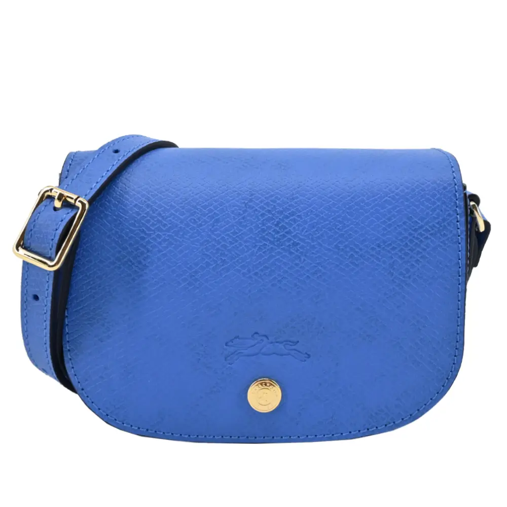 LONGCHAMP EPURE系列牛皮翻蓋半月斜背包(迷你/鈷藍)/平行輸入