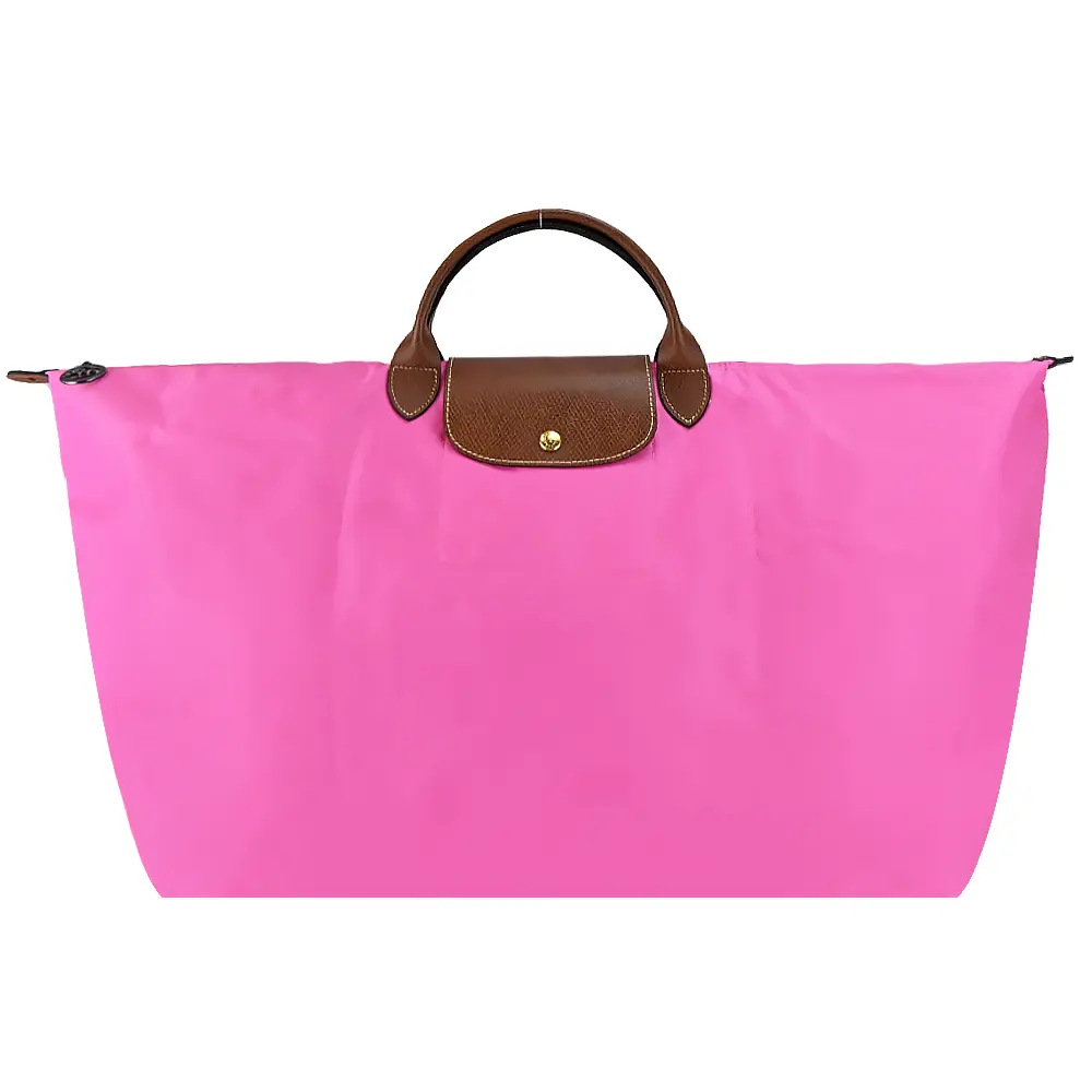 LONGCHAMP LE PLIAGE系列短把再生尼龍摺疊水餃旅行袋(中/多色選)/平行輸入/ 糖果粉