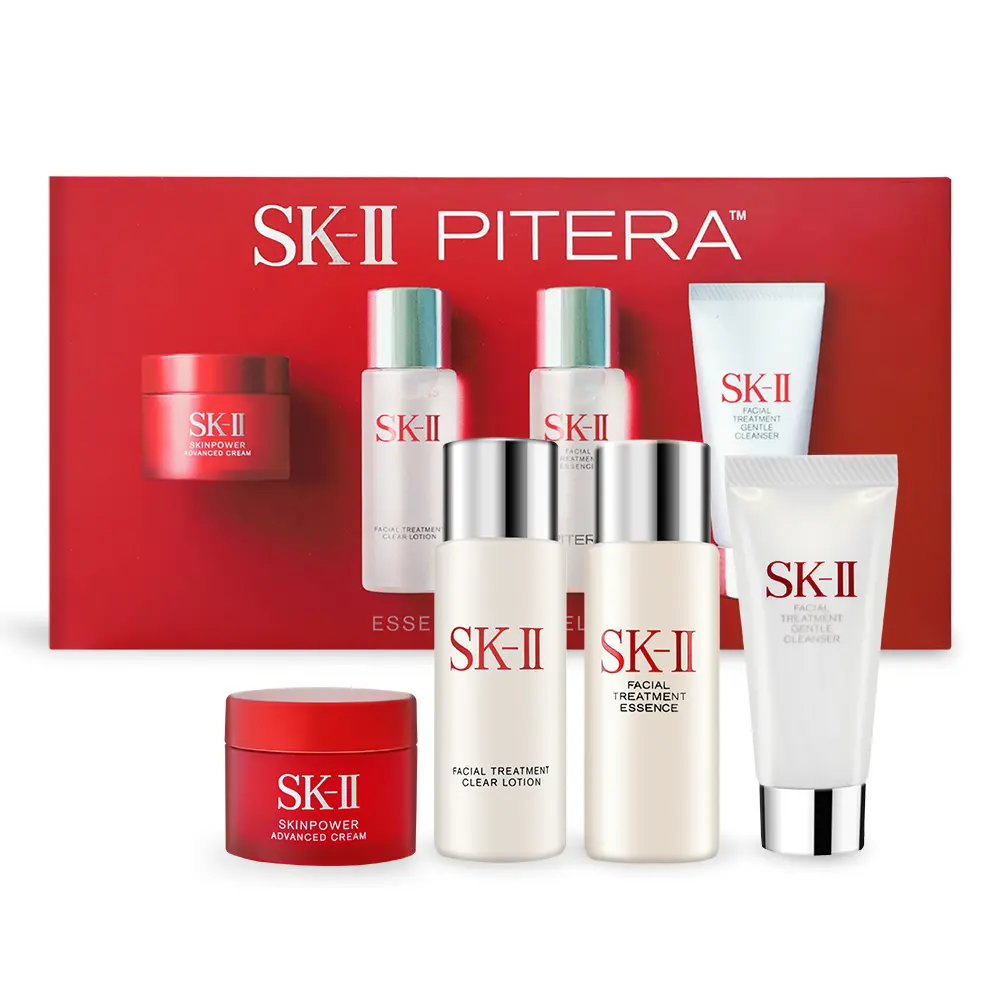 SK-II 暢銷旅行組(洗面乳20g+亮采水30ml+青春露30ml+致臻活膚霜15g)-平行輸入