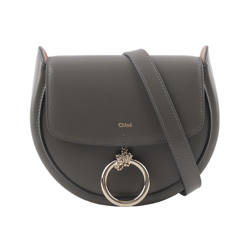 【CHLOE'】Arlene Small 圓環小牛皮半月型斜背包(象灰色)/平行輸入