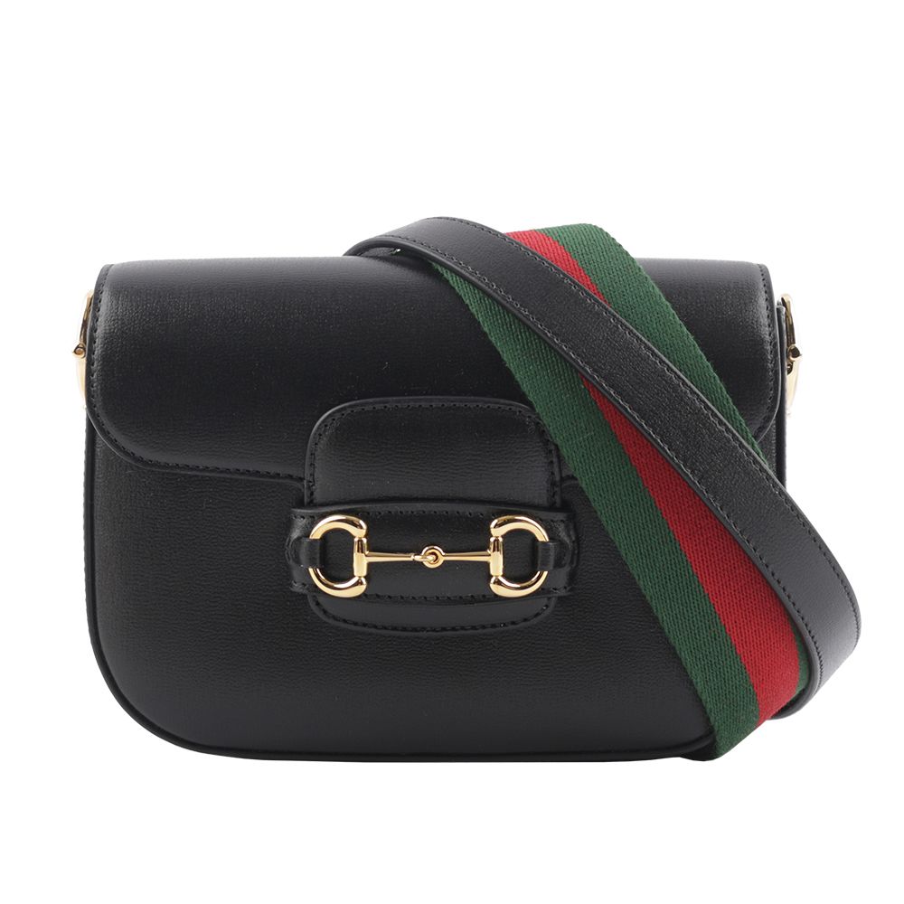 【GUCCI】Horsebit 1955 迷你皮革馬鞍包(黑色)/平行輸入