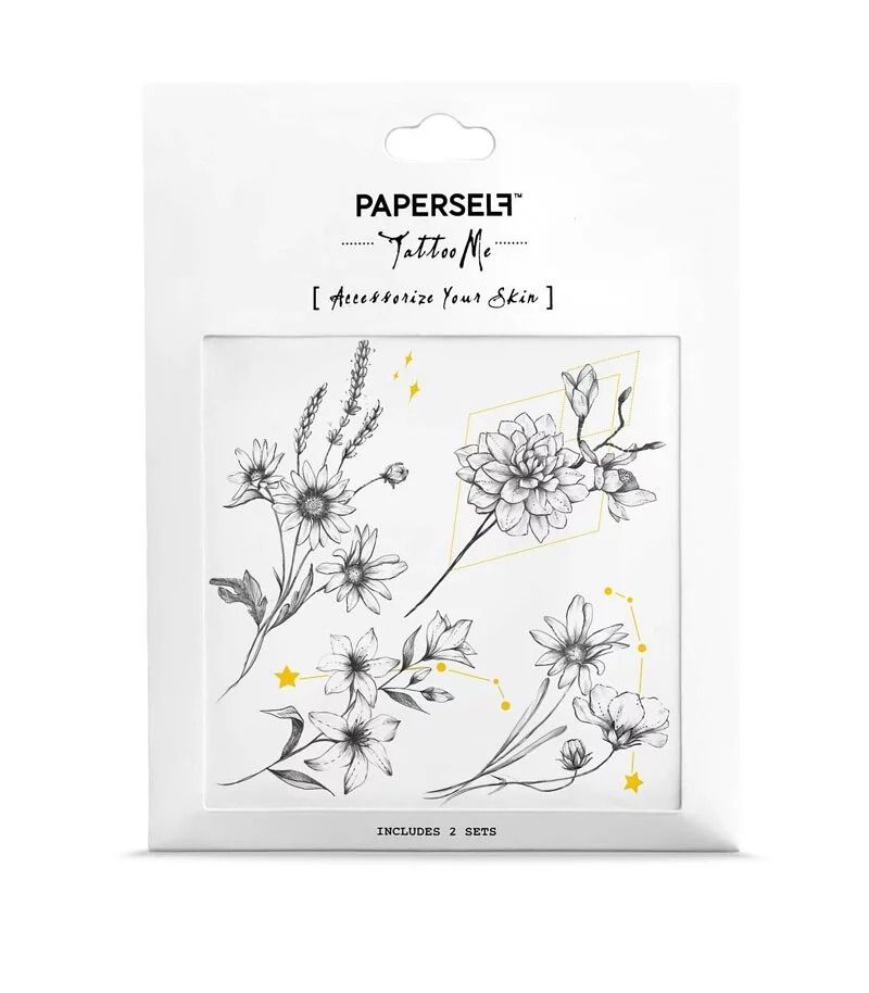 PAPERSELF刺青貼紙/ 花的框架 Geo Flower/ 2入