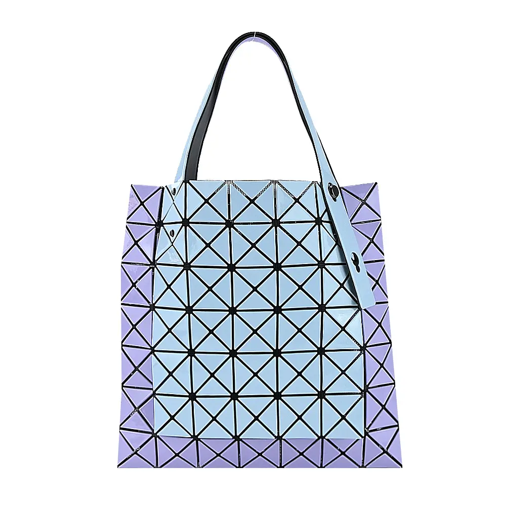 ISSEY MIYAKE 三宅一生 BAOBAO 7x7亮面撞色袋鼠手提包-藍x紫/平行輸入