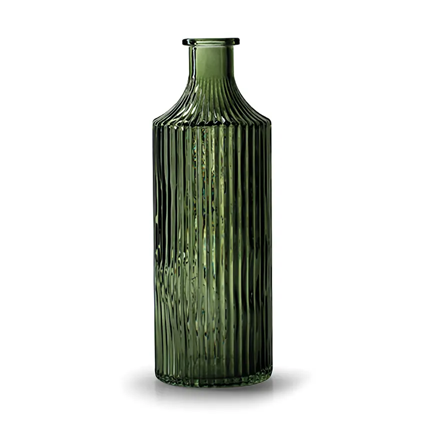 荷蘭 Jodeco Glass 瓶口豎紋玻璃花器/ 綠/ 大