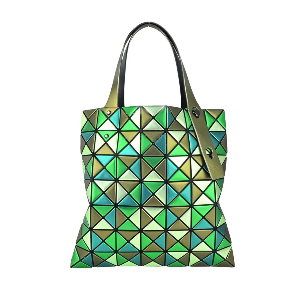 ISSEY MIYAKE 三宅一生 BAOBAO 7x7 鉑金壓紋光澤手提包(多色選)/平行輸入/ 青銅