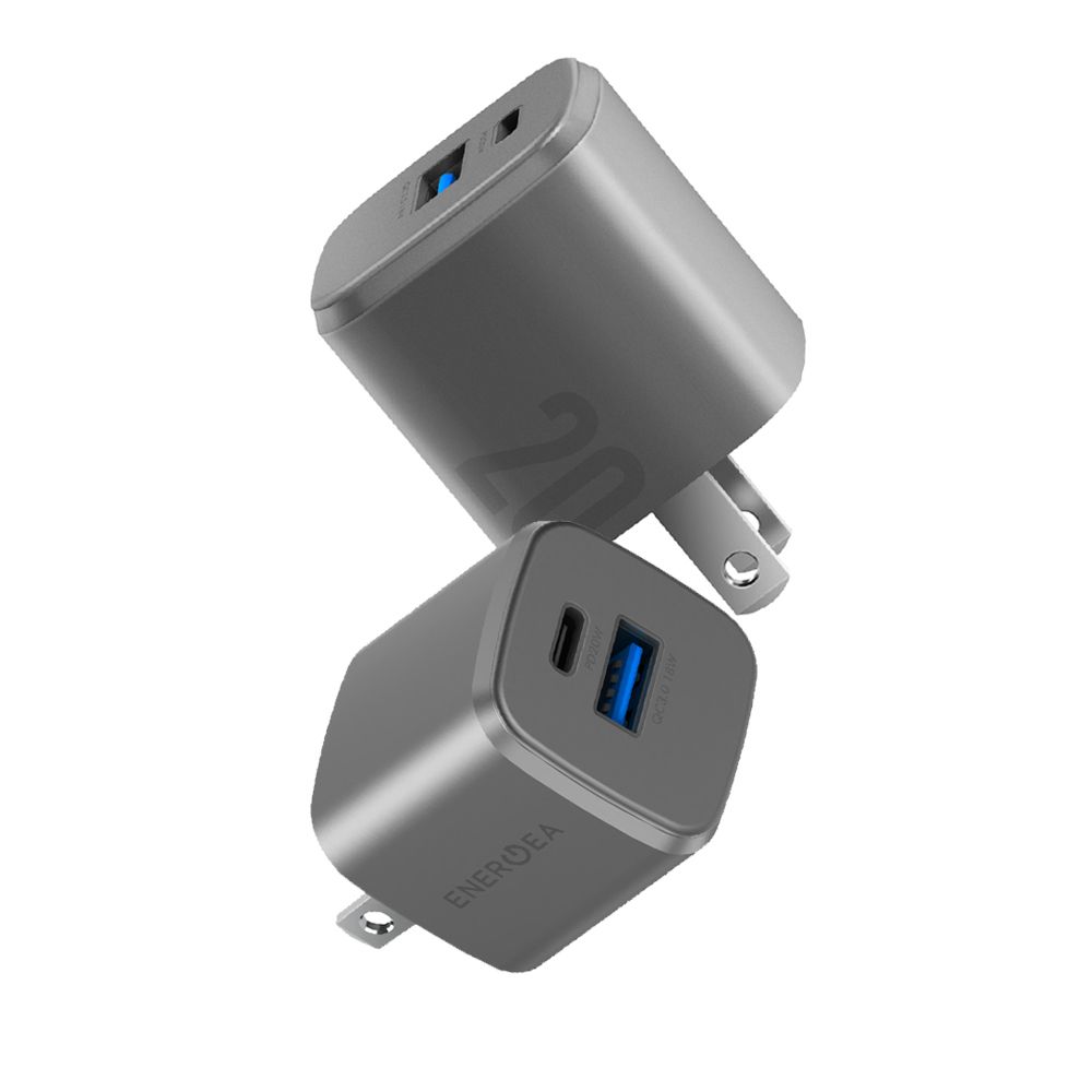 ENERGEA  Ampcharge 20W GaN 雙孔快充電源供應器 PD快充 + QC3.0 充電頭