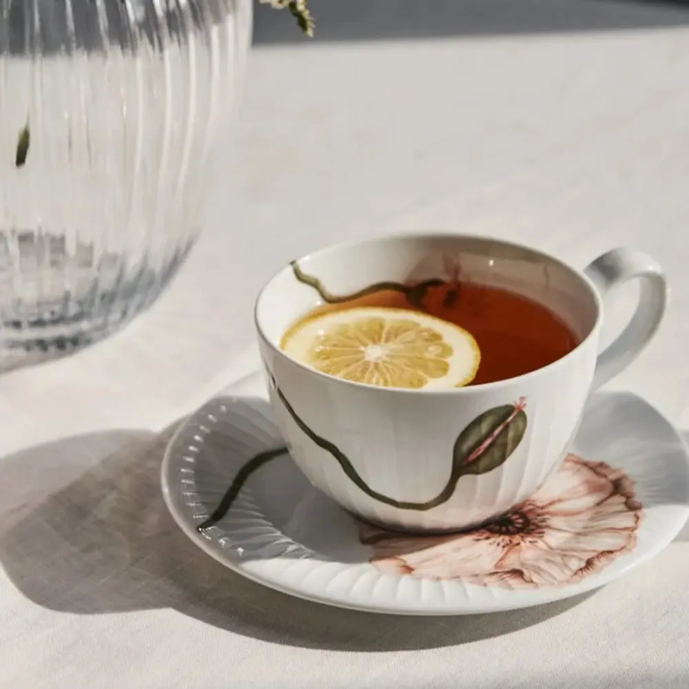 北歐櫥窗/Kähler Hammershøi Poppy 罌粟茶杯盤組（380ml）