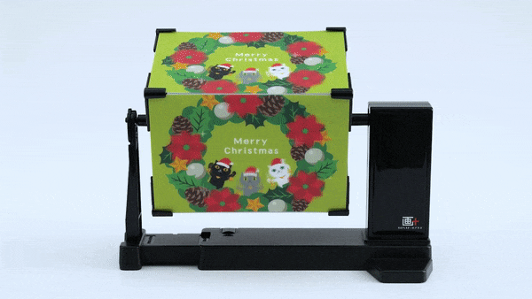 日本 GRAPAC 聖誕動動明信片/ Chaton Noir Et Amis/ 聖誕花圈