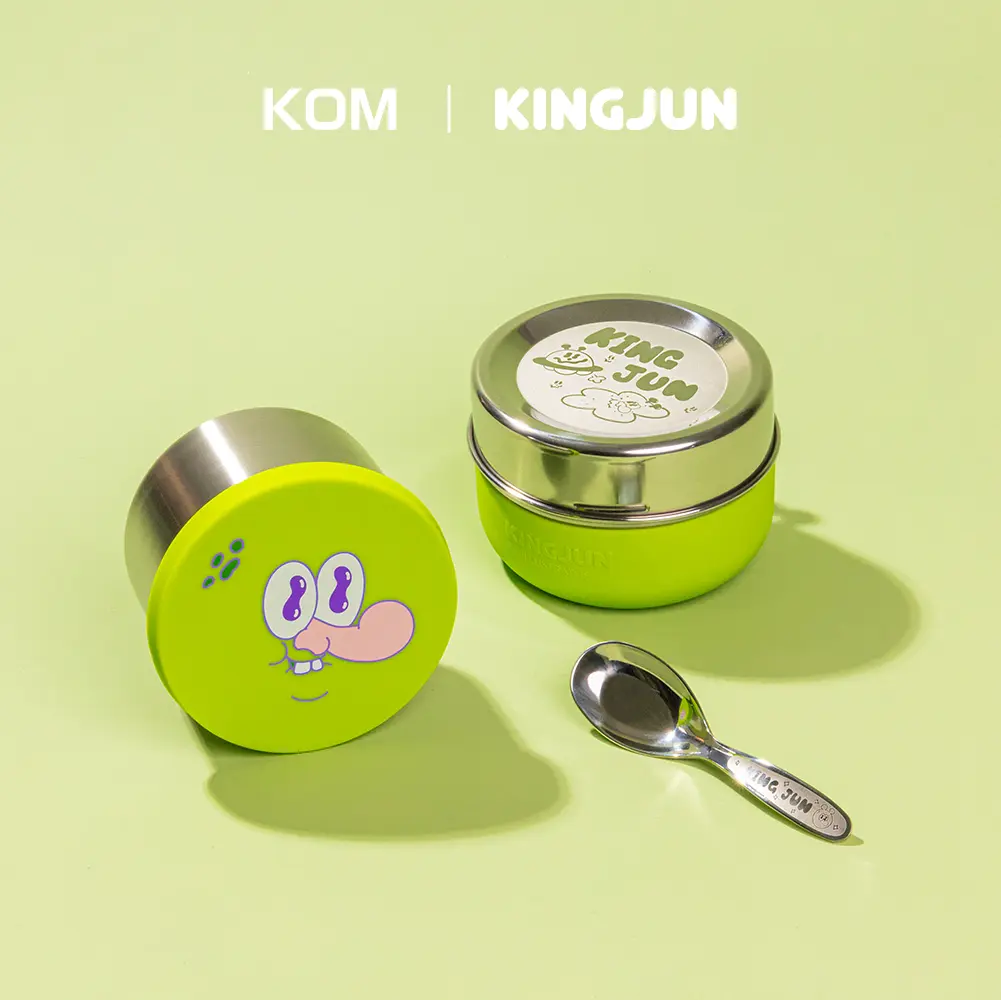 KOM x KINGJUN聯名款可微波不鏽鋼便當盒/ BT/ 綠