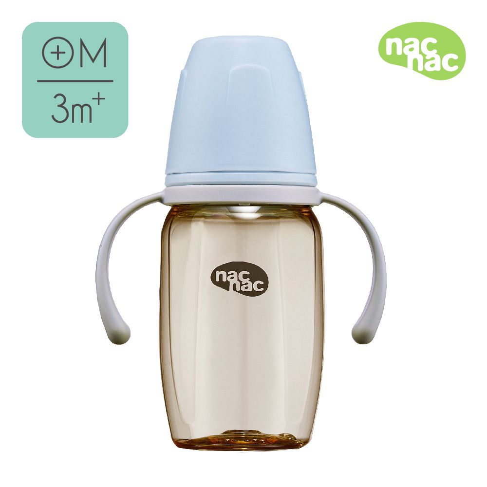 nac nac妍心35%金菱防脹氣PPSU寬口把手奶瓶/ 270ml/ 海洋藍