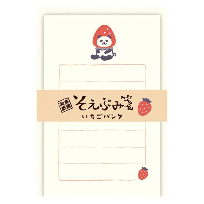 日本 Wa-Life 春季 Soebumi 便條紙信封組/ 草莓熊貓