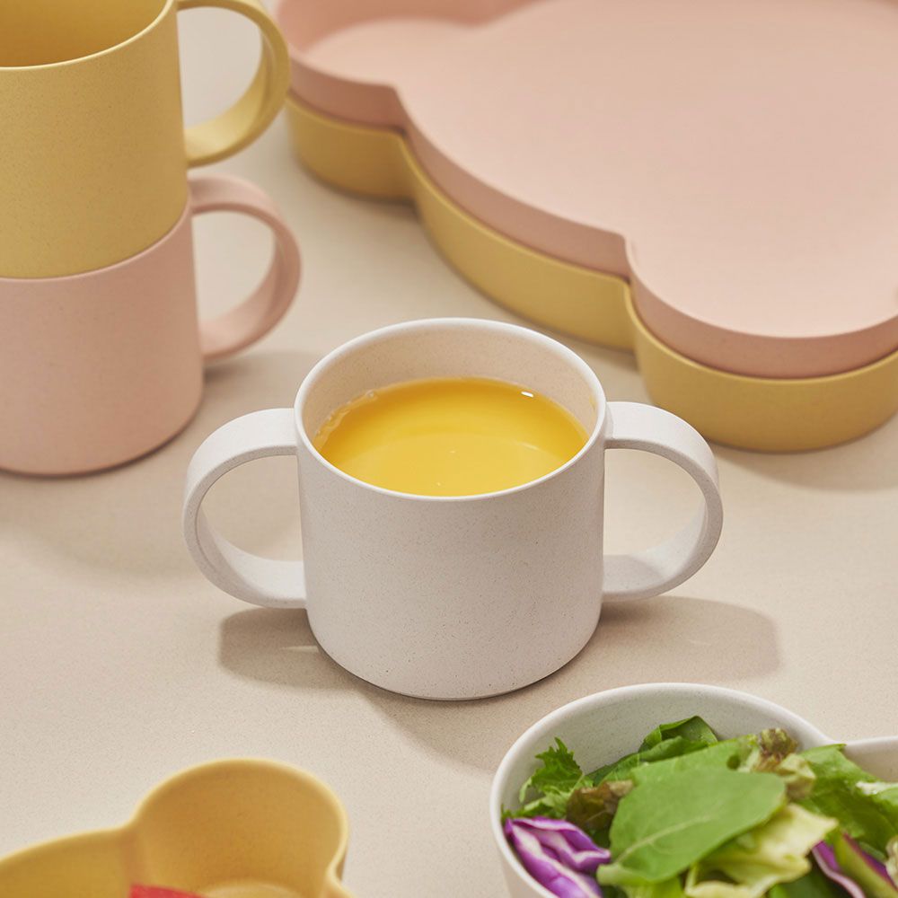 Tak BIO Kids Dish 抗菌小熊雙把手學習水杯/ 白