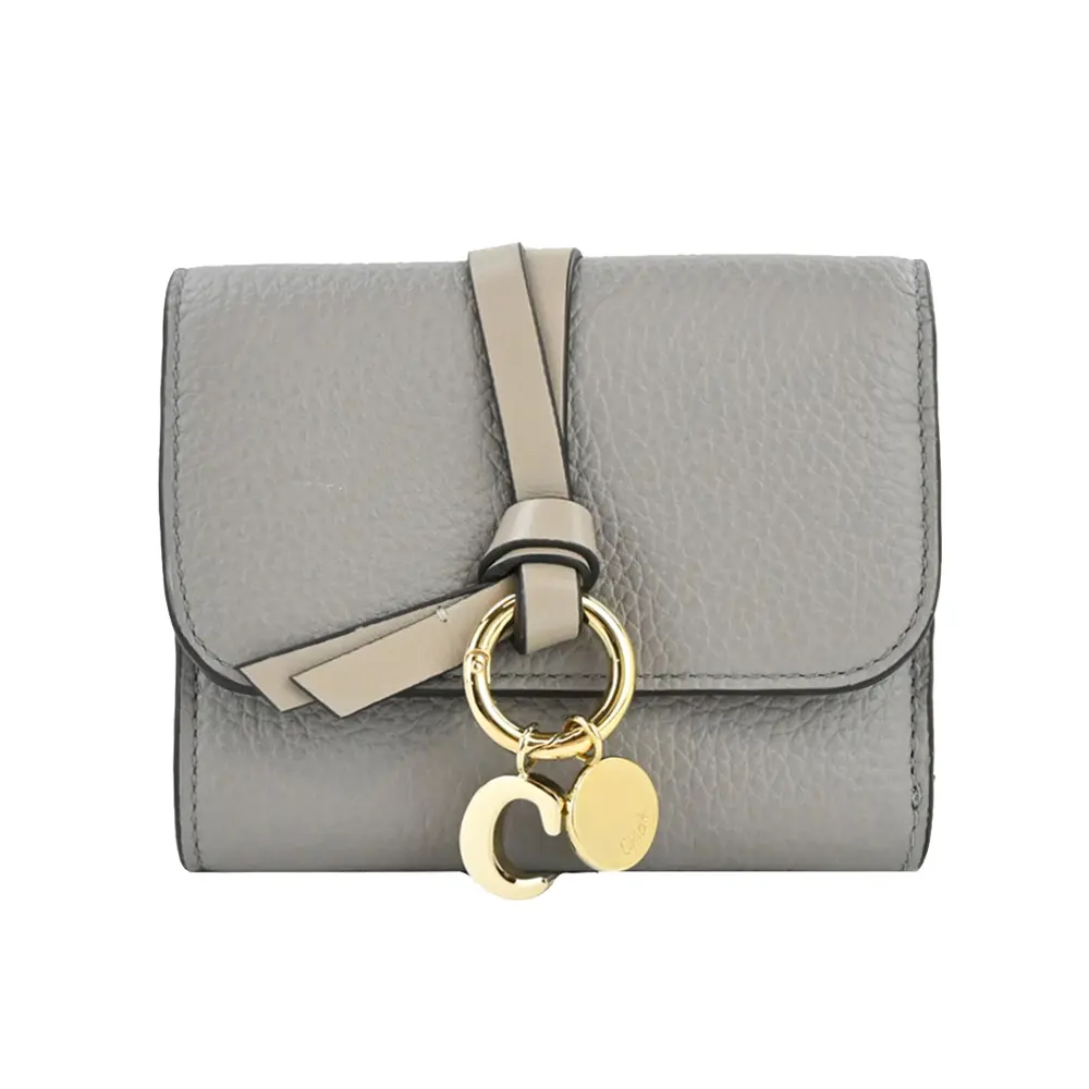 Chloe ALPHABET C LOGO 小牛皮三折短夾/平行輸入/ 灰色