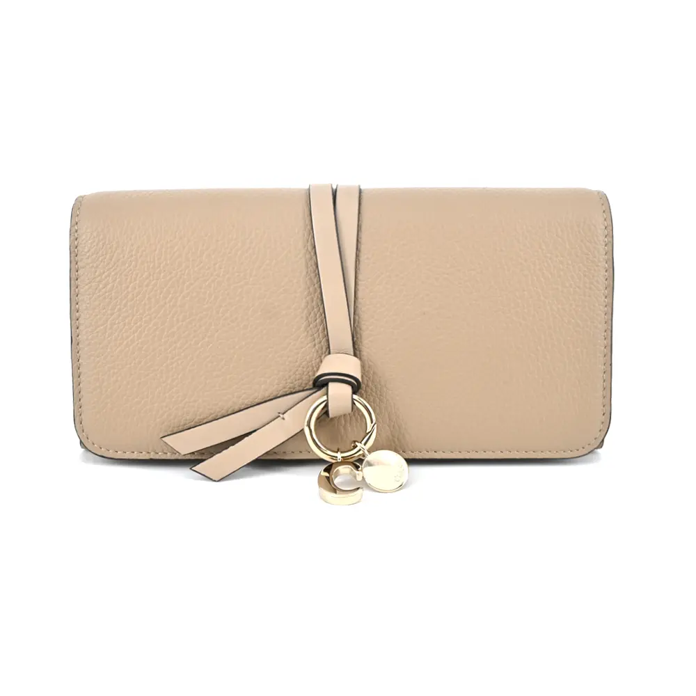Chloe ALPHABET C LOGO 小牛皮翻蓋長夾/平行輸入/ 米色