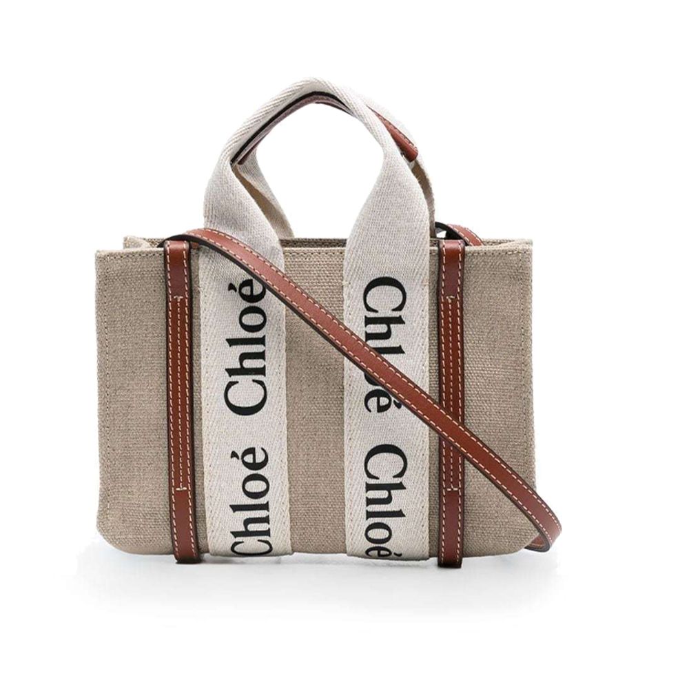 Chloe Woody tote bag帆布迷你兩用包/平行輸入/ 焦糖咖色