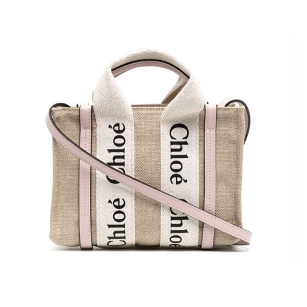 Chloe Woody tote bag帆布迷你兩用包/平行輸入/ 粉色