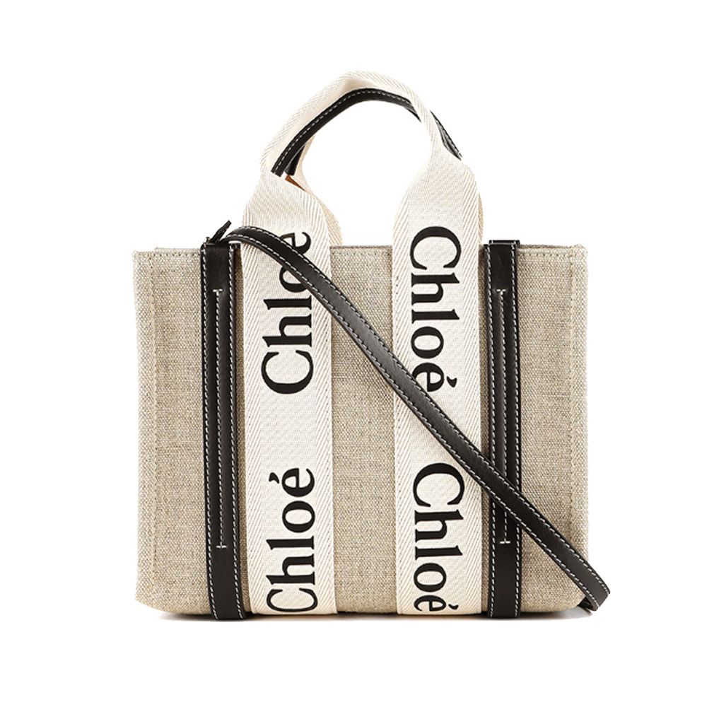 Chloe Woody tote bag 新款帆布小號兩用托特包/平行輸入/ 海軍藍