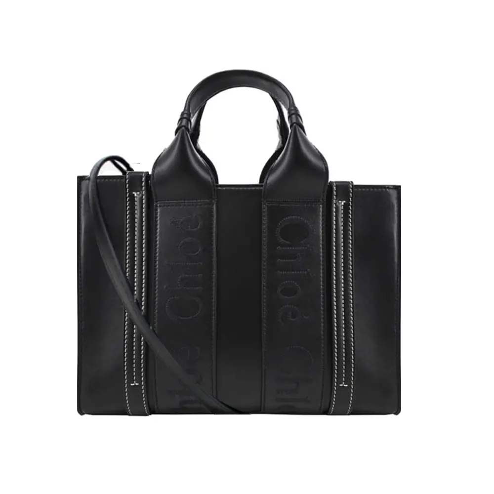 Chloe Woody tote bag 新款皮革小號兩用托特包/平行輸入/ 黑色
