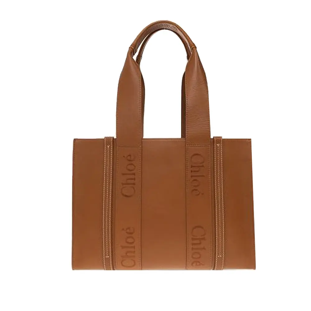 Chloe Woody tote bag 新款皮革中號兩用托特包/平行輸入/ 棕色
