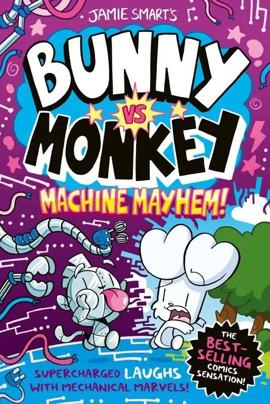 用圖像小說帶孩子進入英語閱讀➤Bunny vs Monkey: Machine Mayhem!