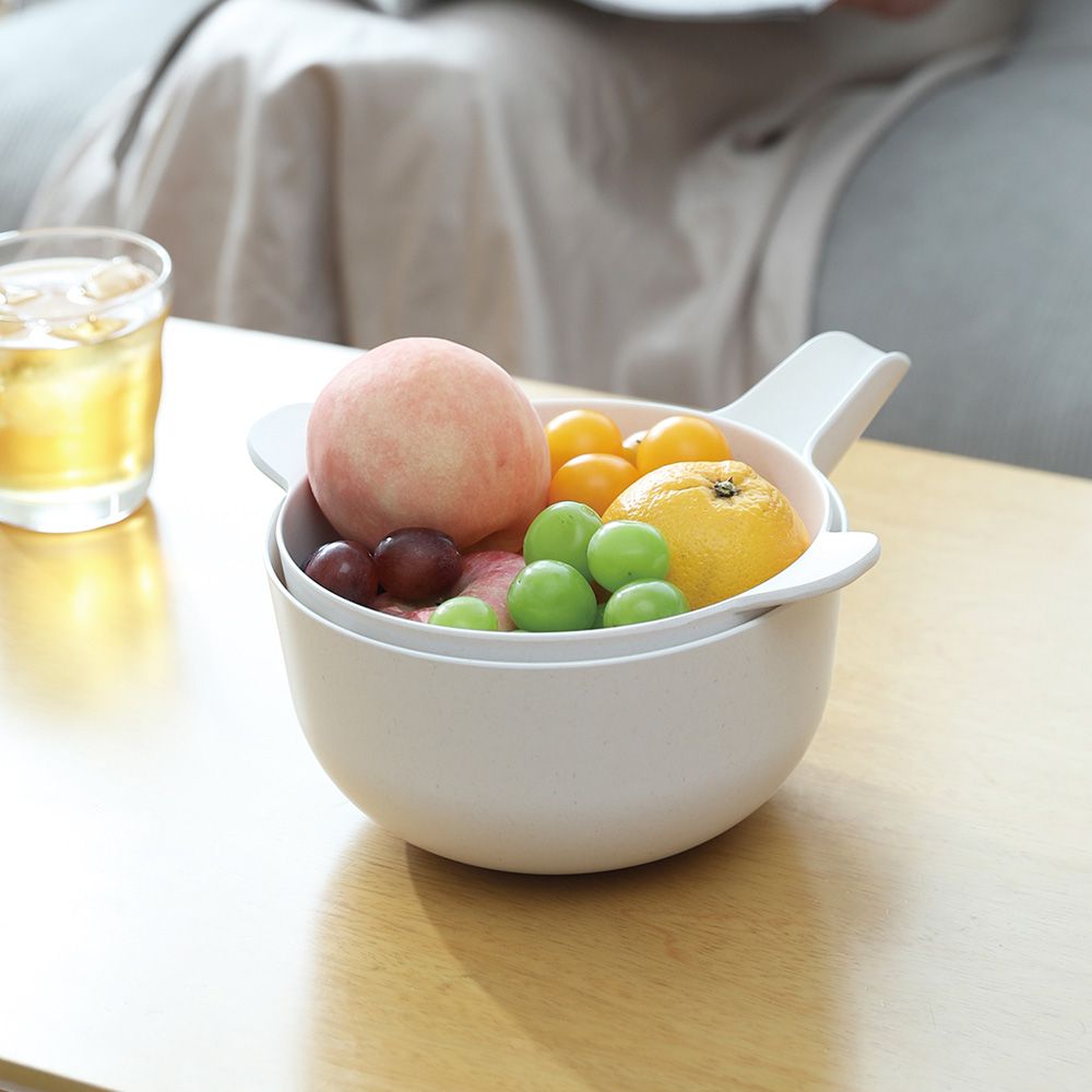 日本霜山 雙層竹纖維多功能料理/洗菜籃(小)
