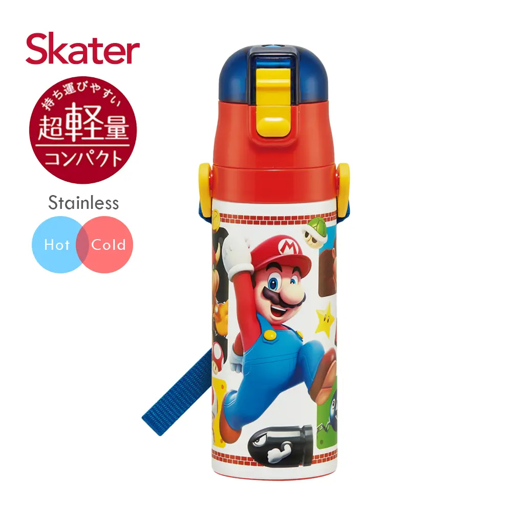 Skater不鏽鋼直飲保溫水壺/ 470ml/ 瑪利歐
