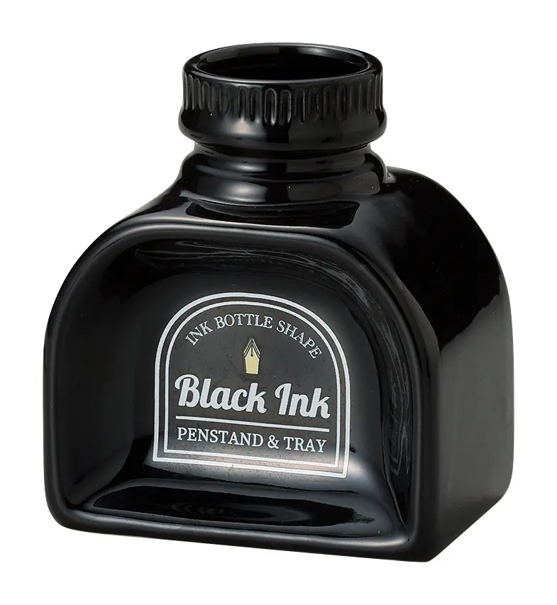 日本 SETO CRAFT 墨水瓶造型筆盤筆筒兩用收納/ Black