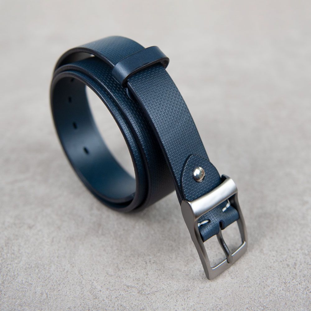 Be Two 皮帶 belt 真皮腰帶 壓紋 34mm/ 藍色壓紋L號【適用35吋至40吋】/ C款