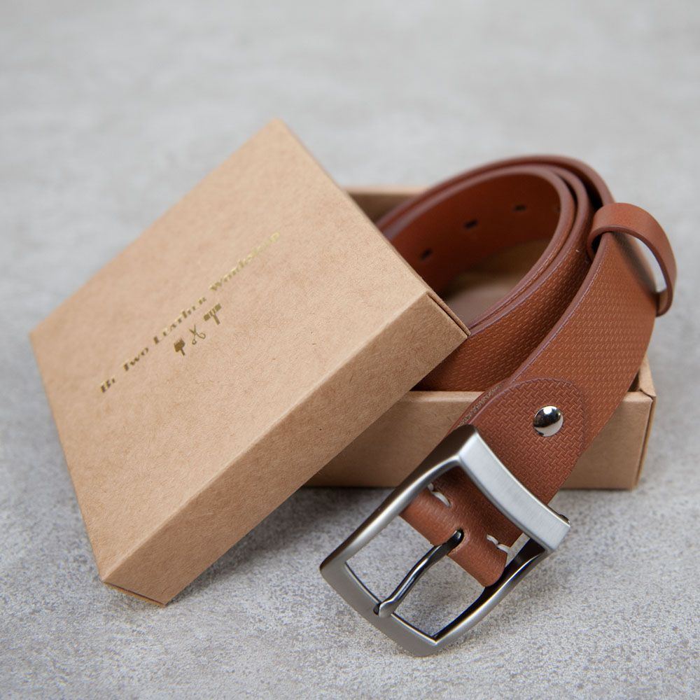 Be Two 壓紋皮帶 38mm 腰帶/ 壓紋淺棕L號【適用35吋至40吋】/ C款