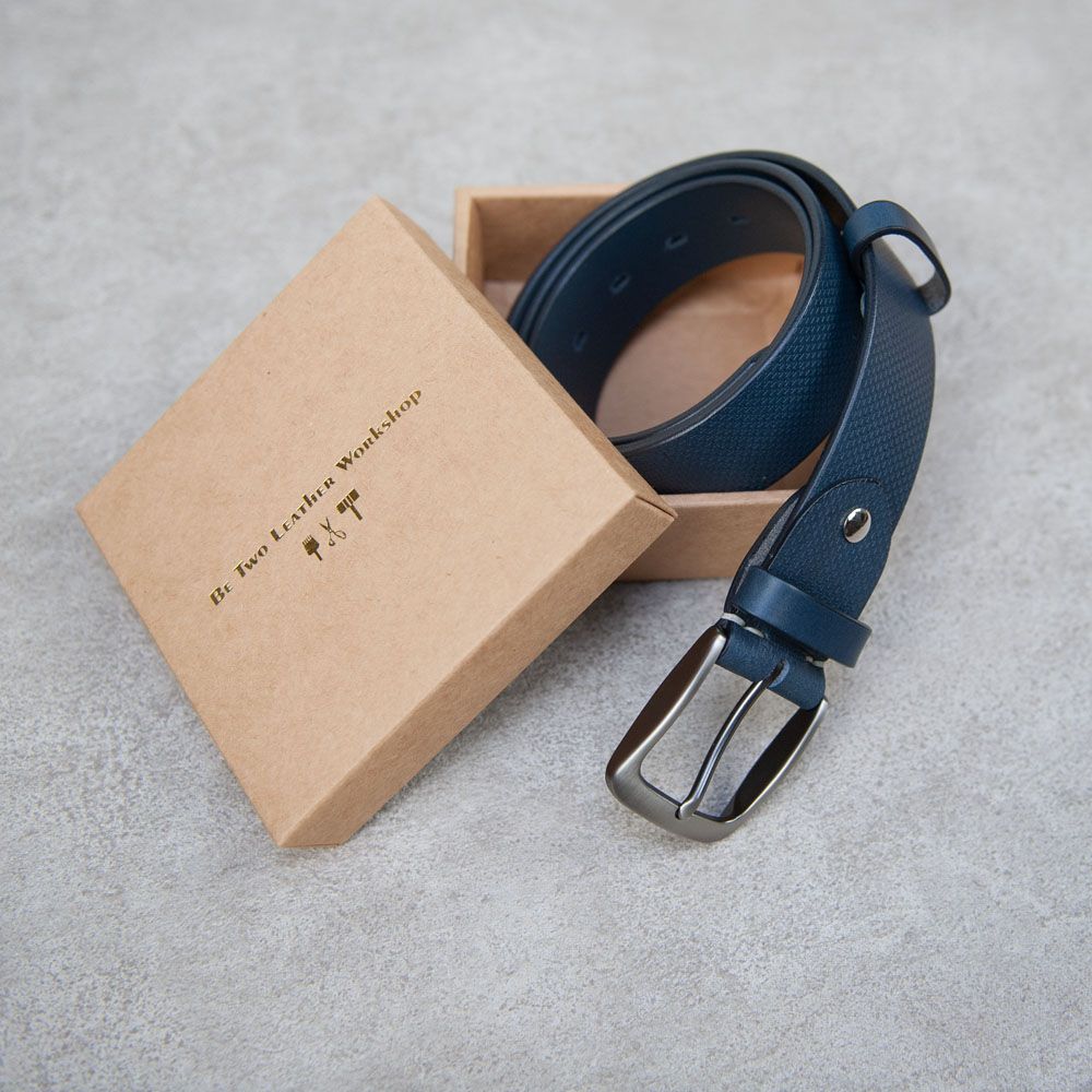 Be Two 壓紋皮帶 38mm 腰帶/ 壓紋藍色L號【適用35吋至40吋】/ C款