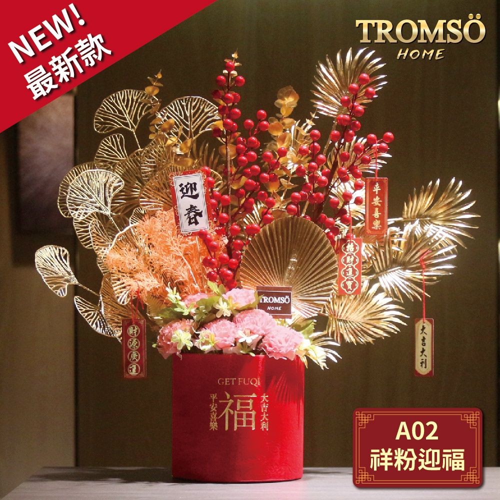 TROMSO金喜發財果新年花禮花籃A系列(大)/ A02祥粉迎福