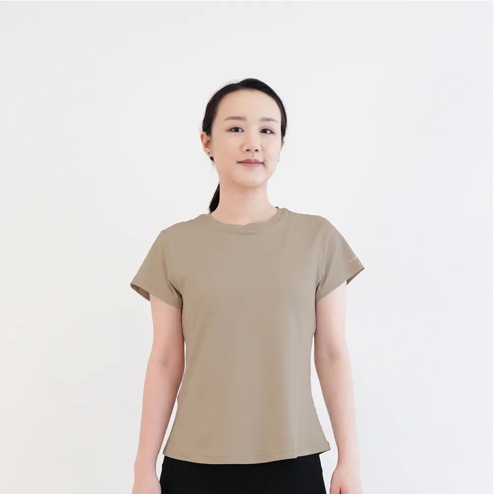 【Mukasa】DURABLE 簡約短袖運動上衣 - 燕麥那堤 - MUK-23041/ 2L
