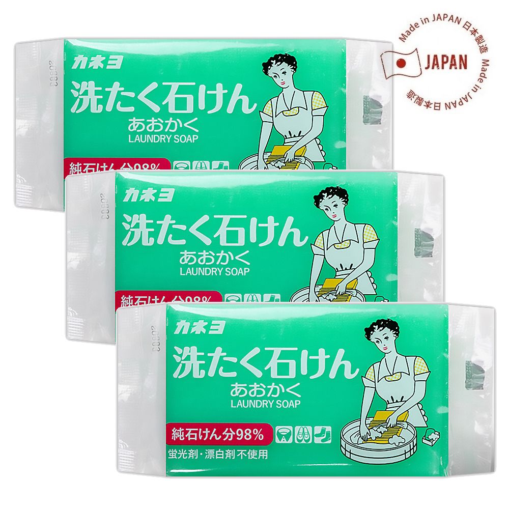 日本Kaneyo強效衣物去污皂(綠)150g x3顆-平輸
