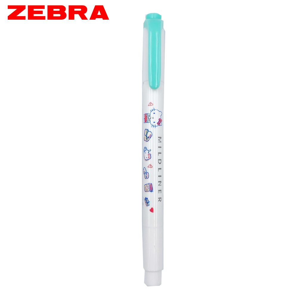 ZEBRA MILDLINER雙頭柔性螢光筆/ HELLO KITTY 50週年限量版/ 藍綠