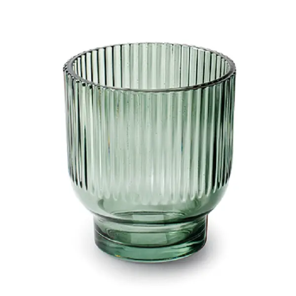 荷蘭 Jodeco Glass 寬口碗狀玻璃花器/ 綠/ 小