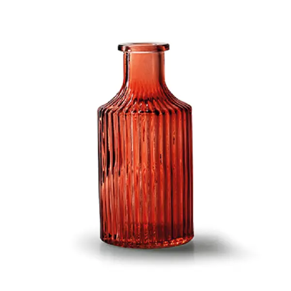 荷蘭 Jodeco Glass 瓶口豎紋玻璃花器/ 紅/ 小