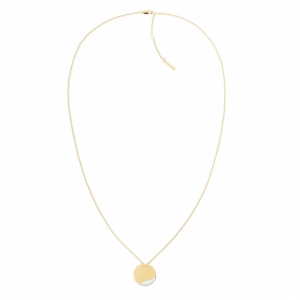 Calvin Klein CK Minimal Circular 圓雙色墜項鍊-金x銀 35000149