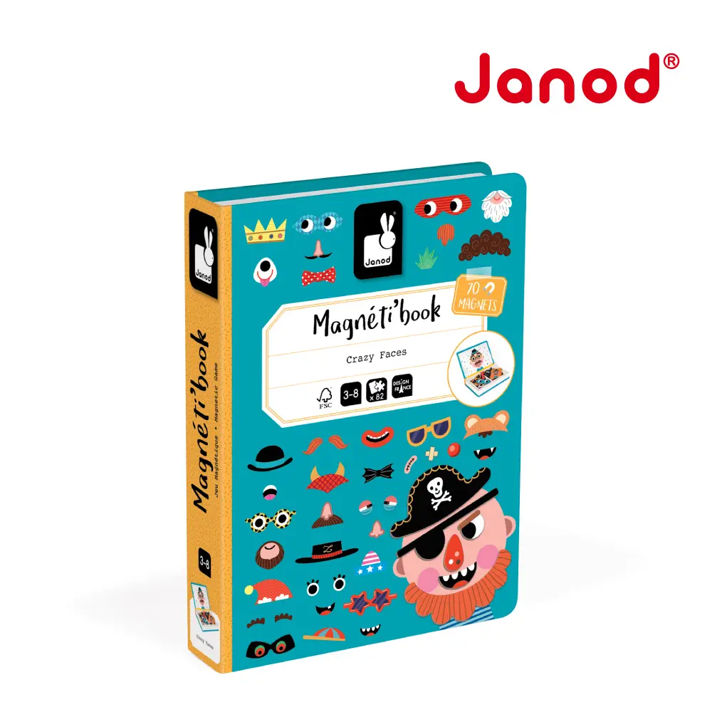 Janod磁鐵遊戲書/ 有趣的臉